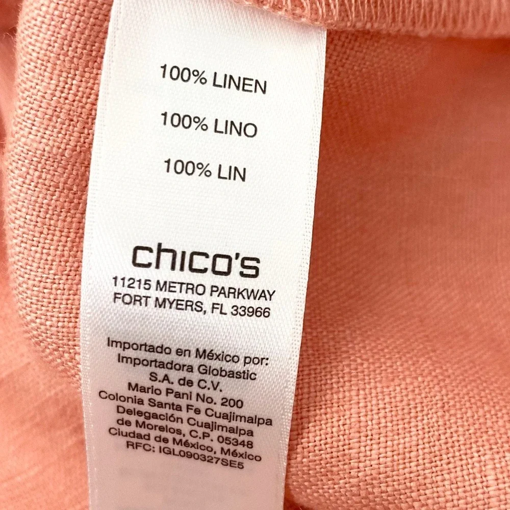 Chico's 100% linen Blazer 3/4 Sleeves Womens Size 3‎ Tangerine - Picture 8 of 10